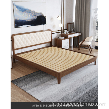 Lit en bois souple de structure simple de meubles de chambre à coucher
